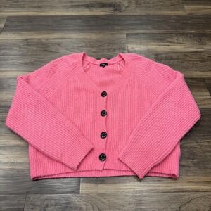 Rails Josie Cardigan Sweater Womens Medium Pink V Neck Wool Blend Malibu Pink